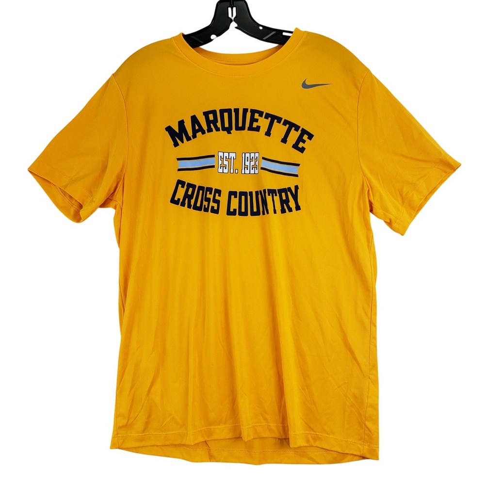 Marquette Nike T Shirt Mens L Yellow NCAA Cross Country Dri FIT Running Athletic